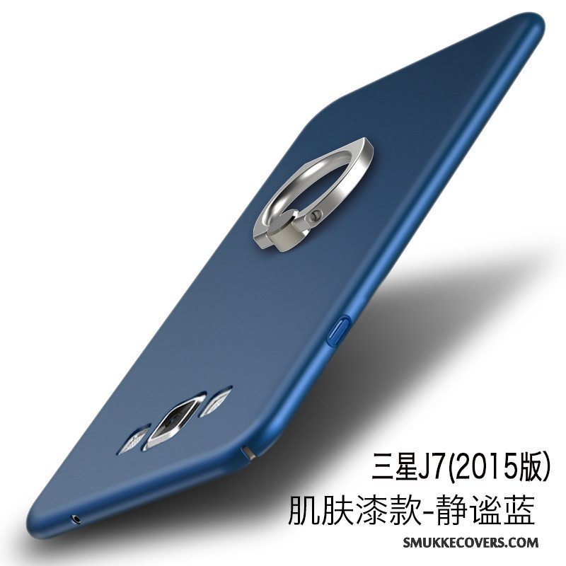 Etui Samsung Galaxy J7 2015 Tasker Anti-fald Skærmbeskyttelse, Cover Samsung Galaxy J7 2015 Beskyttelse Nubuck Cyan