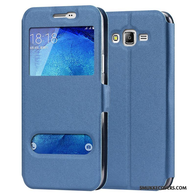 Etui Samsung Galaxy J7 2015 Tasker Blå Telefon, Cover Samsung Galaxy J7 2015 Læder