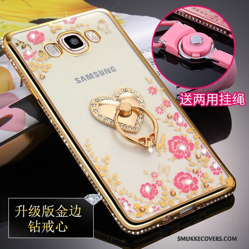 Etui Samsung Galaxy J7 2016 Blød Anti-fald Telefon, Cover Samsung Galaxy J7 2016 Silikone Hængende Ornamenter Guld