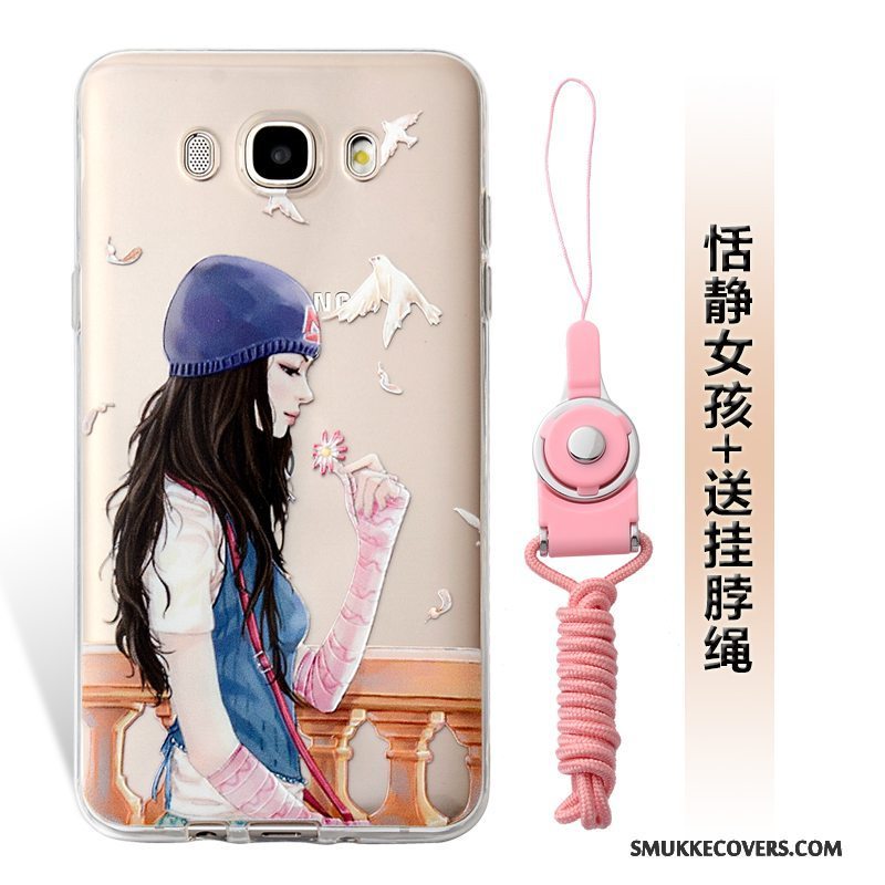 Etui Samsung Galaxy J7 2016 Blød Hængende Ornamenter Grøn, Cover Samsung Galaxy J7 2016 Relief Telefon