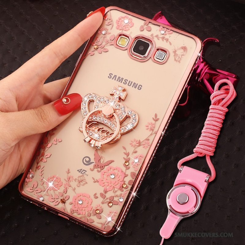 Etui Samsung Galaxy J7 2016 Strass Anti-fald Hængende Ornamenter, Cover Samsung Galaxy J7 2016 Beskyttelse Lyserød Telefon