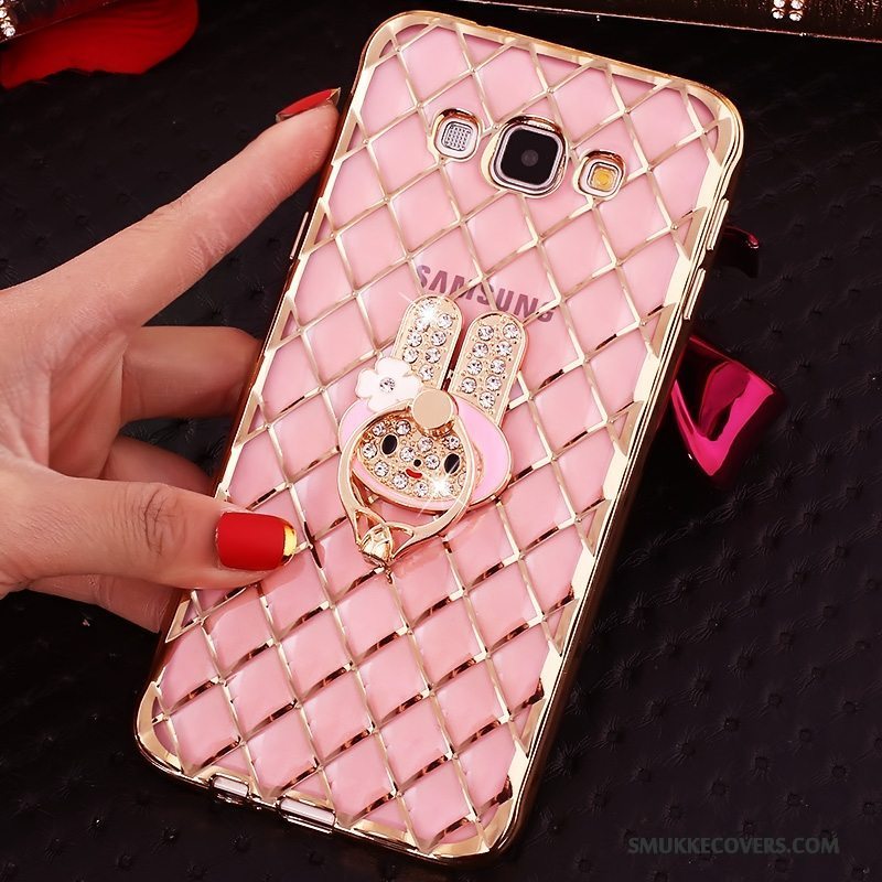 Etui Samsung Galaxy J7 2016 Strass Spænde Ring, Cover Samsung Galaxy J7 2016 Strass Lyserød