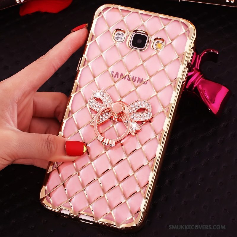 Etui Samsung Galaxy J7 2016 Strass Spænde Ring, Cover Samsung Galaxy J7 2016 Strass Lyserød