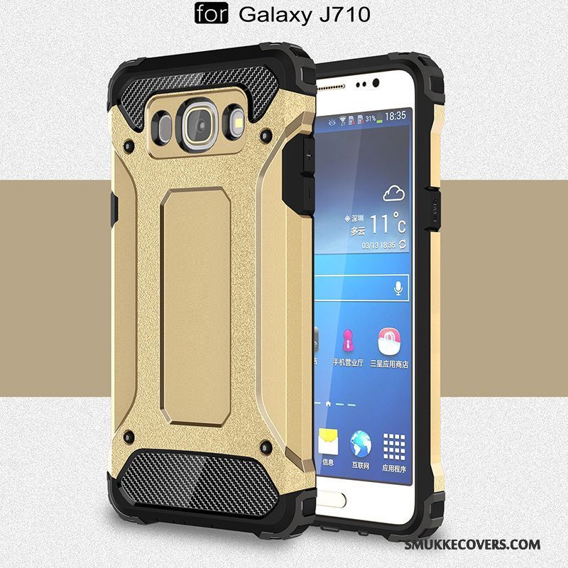 Etui Samsung Galaxy J7 2016 Tasker Anti-fald Telefon, Cover Samsung Galaxy J7 2016 Beskyttelse Guld Trend