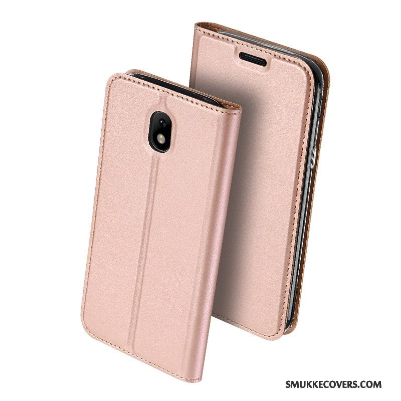 Etui Samsung Galaxy J7 2017 Beskyttelse Business Guld, Cover Samsung Galaxy J7 2017 Læder Telefoneuropa