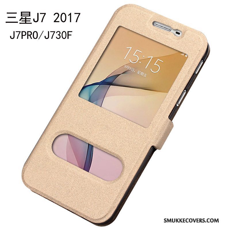 Etui Samsung Galaxy J7 2017 Læder Rød Telefon, Cover Samsung Galaxy J7 2017 Tasker