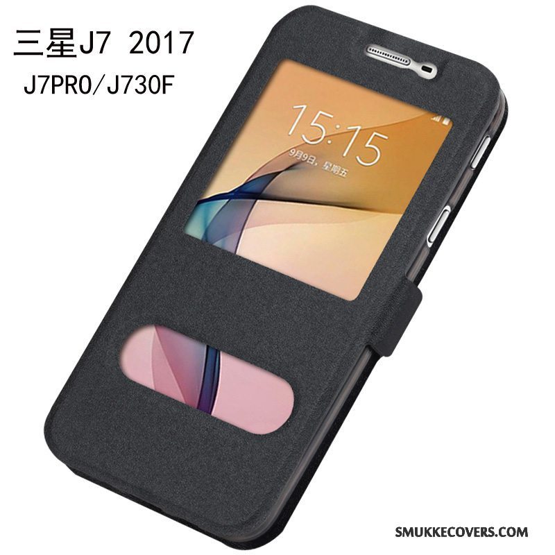 Etui Samsung Galaxy J7 2017 Læder Rød Telefon, Cover Samsung Galaxy J7 2017 Tasker