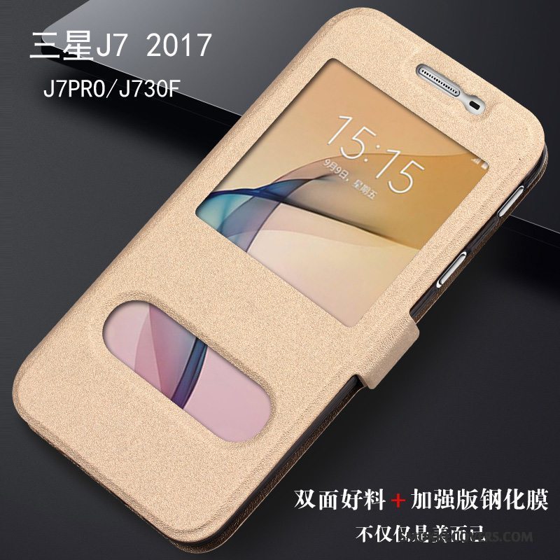 Etui Samsung Galaxy J7 2017 Læder Rød Telefon, Cover Samsung Galaxy J7 2017 Tasker