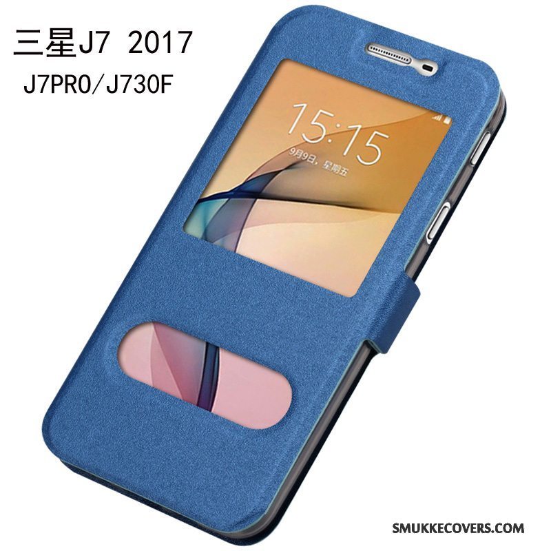 Etui Samsung Galaxy J7 2017 Læder Rød Telefon, Cover Samsung Galaxy J7 2017 Tasker