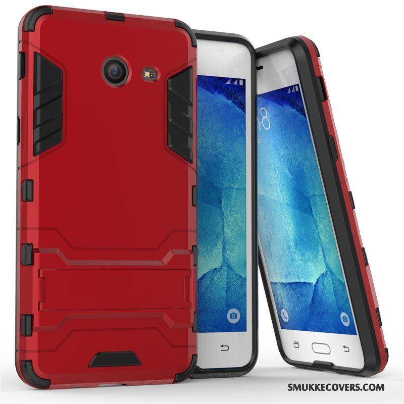 Etui Samsung Galaxy J7 2017 Support Rød Hård, Cover Samsung Galaxy J7 2017 Beskyttelse Anti-fald