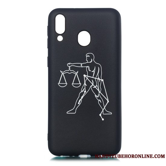 Etui Samsung Galaxy M20 Blød Tynd Nubuck, Cover Samsung Galaxy M20 Cartoon Sort Telefon