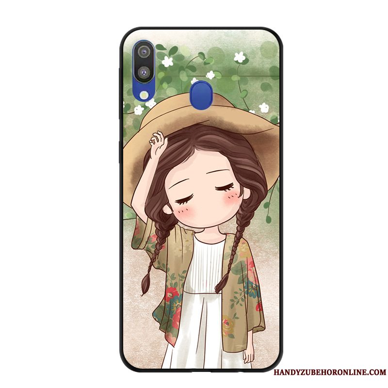 Etui Samsung Galaxy M20 Cartoon Telefonnubuck, Cover Samsung Galaxy M20 Beskyttelse Anti-fald Lyserød