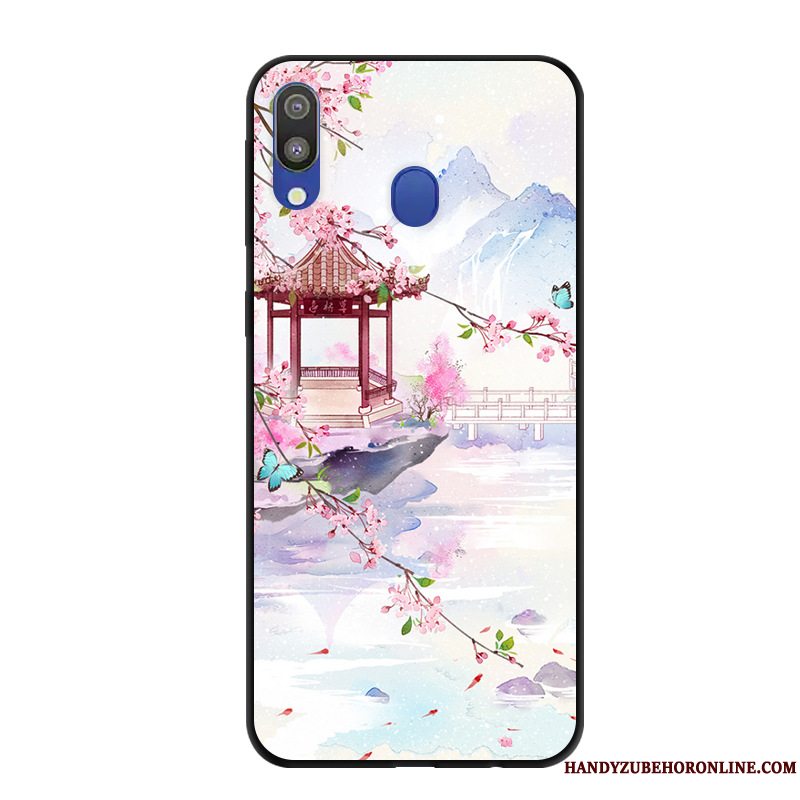 Etui Samsung Galaxy M20 Cartoon Telefonnubuck, Cover Samsung Galaxy M20 Beskyttelse Anti-fald Lyserød