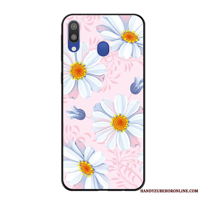 Etui Samsung Galaxy M20 Cartoon Telefonnubuck, Cover Samsung Galaxy M20 Beskyttelse Anti-fald Lyserød