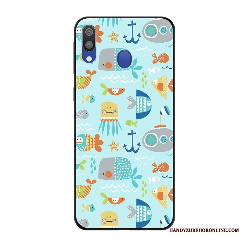 Etui Samsung Galaxy M20 Cartoon Telefonnubuck, Cover Samsung Galaxy M20 Beskyttelse Anti-fald Lyserød