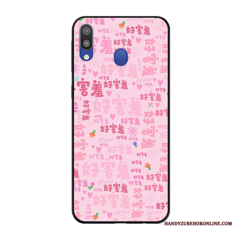 Etui Samsung Galaxy M20 Cartoon Telefonnubuck, Cover Samsung Galaxy M20 Beskyttelse Anti-fald Lyserød