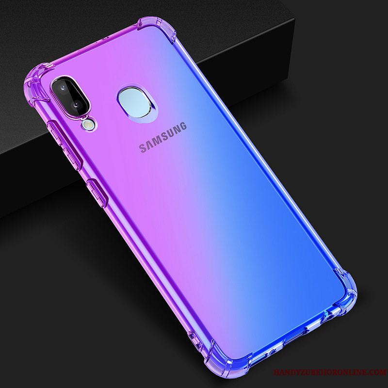 Etui Samsung Galaxy M20 Lilla Gradient Farve, Cover Samsung Galaxy M20 Blå Telefon