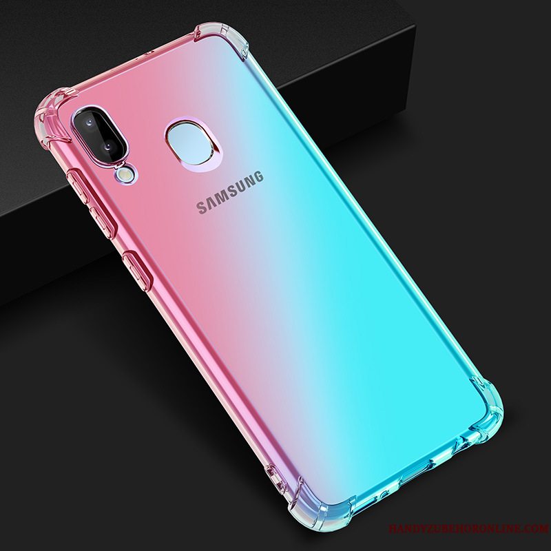 Etui Samsung Galaxy M20 Lilla Gradient Farve, Cover Samsung Galaxy M20 Blå Telefon