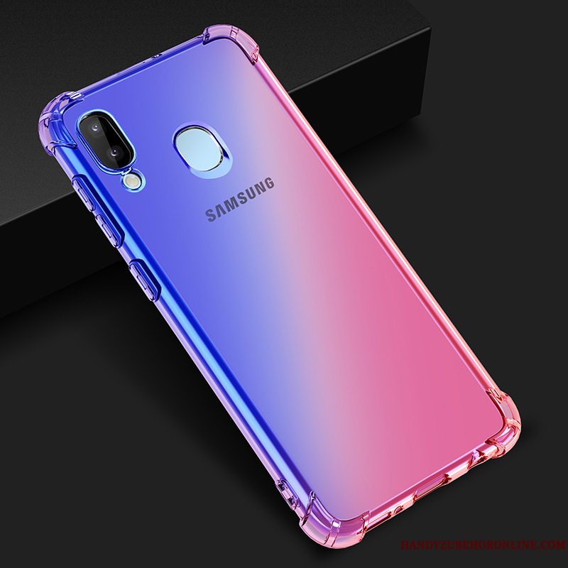 Etui Samsung Galaxy M20 Lilla Gradient Farve, Cover Samsung Galaxy M20 Blå Telefon