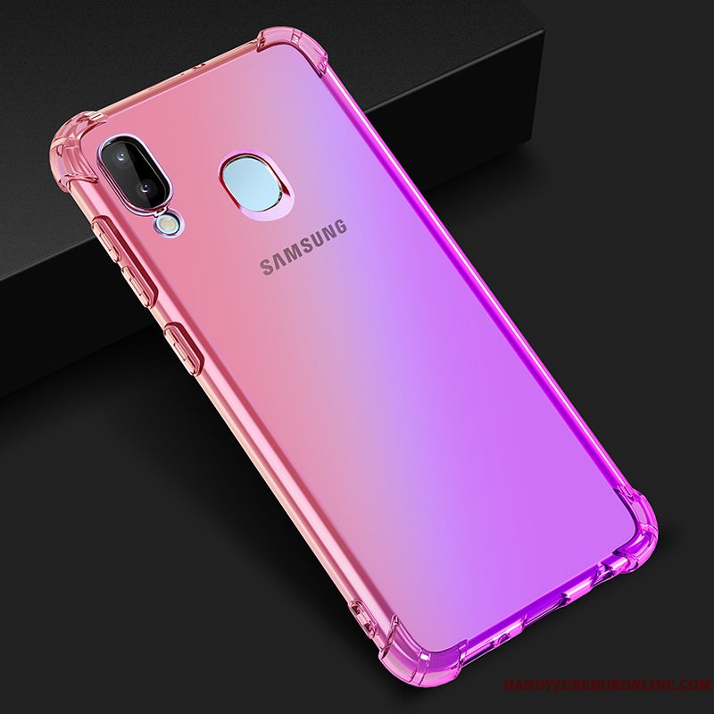 Etui Samsung Galaxy M20 Lilla Gradient Farve, Cover Samsung Galaxy M20 Blå Telefon