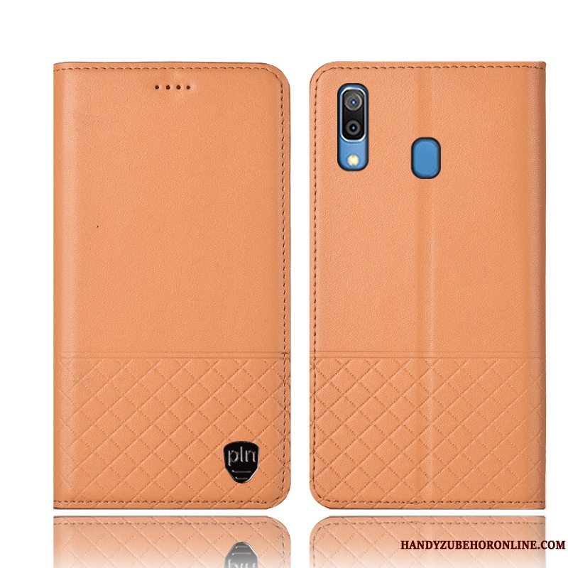 Etui Samsung Galaxy M20 Læder Anti-fald Gul, Cover Samsung Galaxy M20 Beskyttelse Ternet Telefon