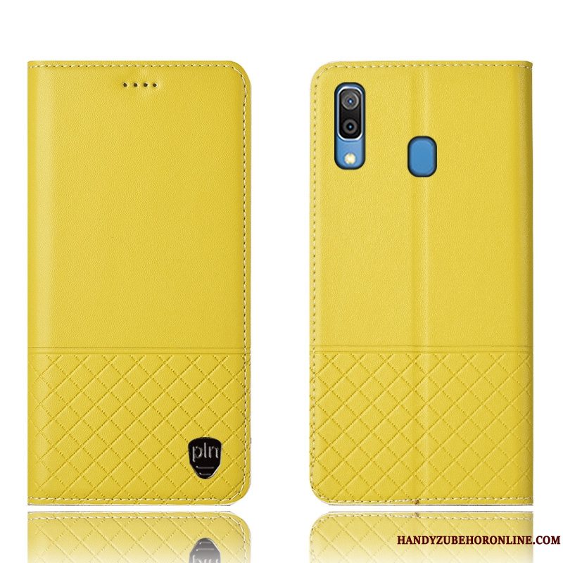 Etui Samsung Galaxy M20 Læder Anti-fald Gul, Cover Samsung Galaxy M20 Beskyttelse Ternet Telefon