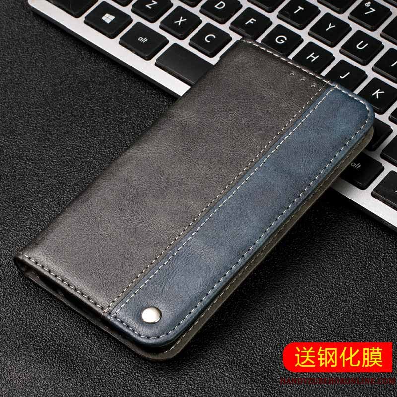 Etui Samsung Galaxy M20 Læder Skærmbeskyttelse Hærdning, Cover Samsung Galaxy M20 Folio Anti-fald Ny