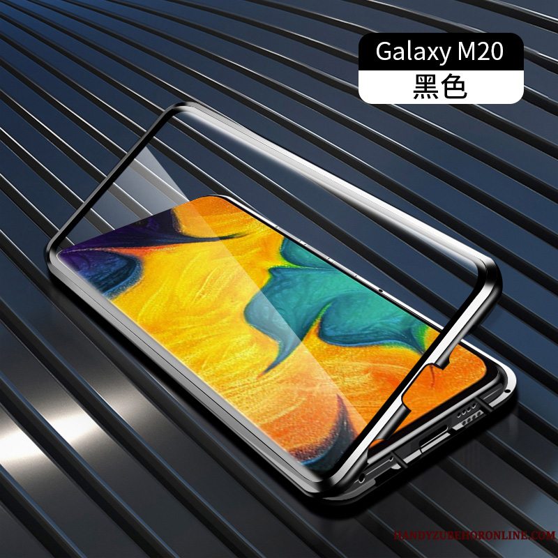 Etui Samsung Galaxy M20 Metal Ramme Blå, Cover Samsung Galaxy M20 Beskyttelse Dobbeltsidet Trend