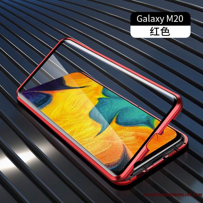 Etui Samsung Galaxy M20 Metal Ramme Blå, Cover Samsung Galaxy M20 Beskyttelse Dobbeltsidet Trend