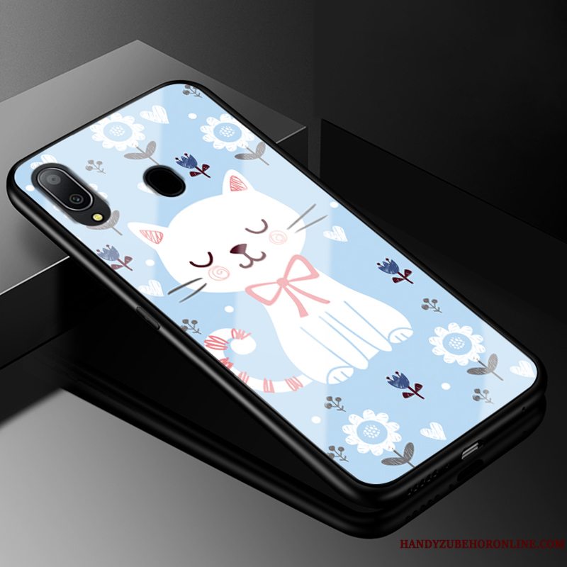 Etui Samsung Galaxy M20 Tasker Anti-fald Hård, Cover Samsung Galaxy M20 Cartoon Glas Blå