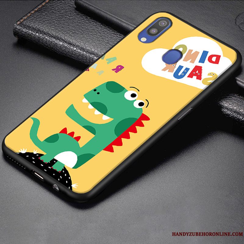 Etui Samsung Galaxy M20 Tasker Nubuck Trend, Cover Samsung Galaxy M20 Cartoon Tilpas Gul