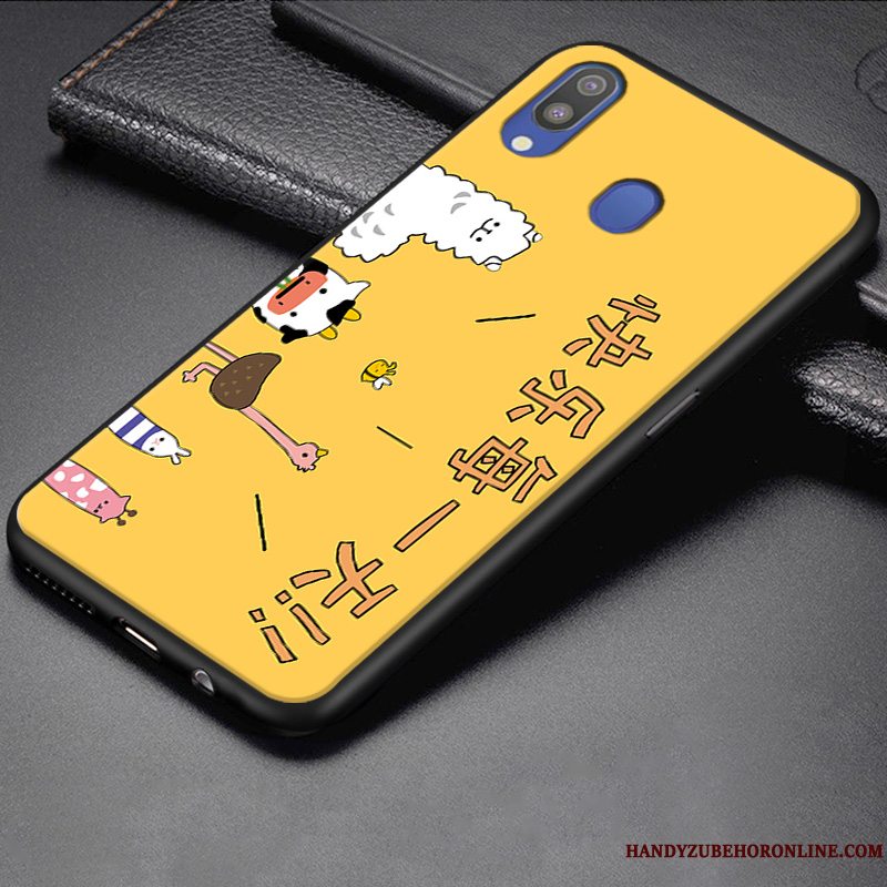 Etui Samsung Galaxy M20 Tasker Nubuck Trend, Cover Samsung Galaxy M20 Cartoon Tilpas Gul