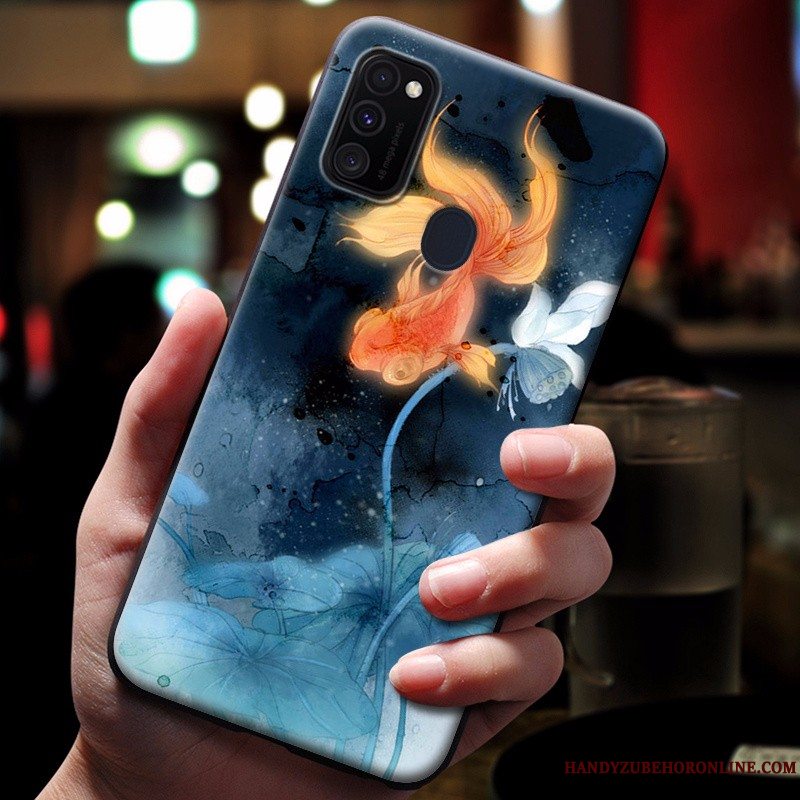 Etui Samsung Galaxy M30s Blød Anti-fald Telefon, Cover Samsung Galaxy M30s Relief Blå