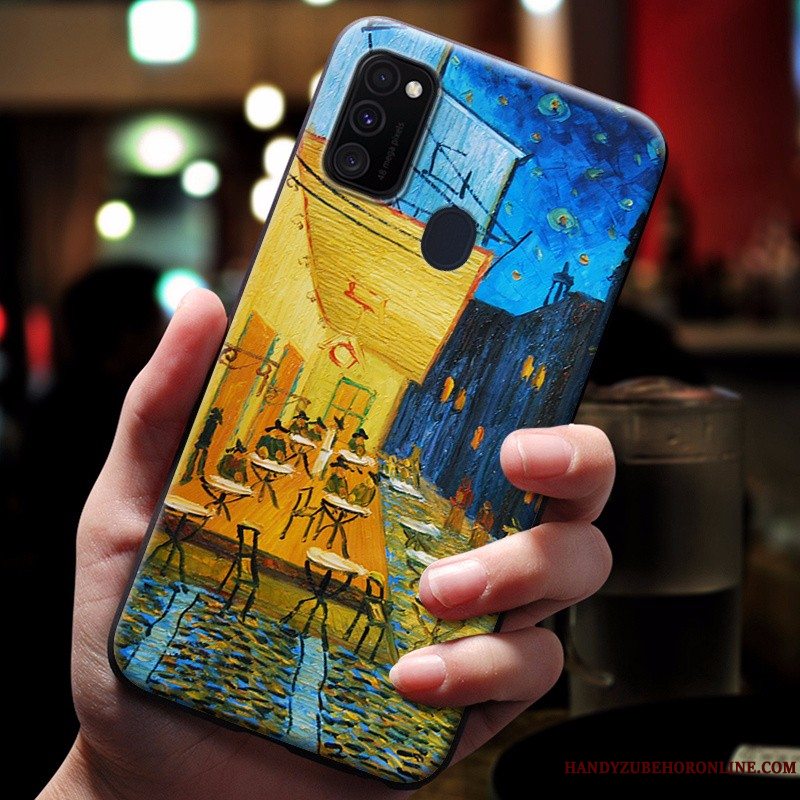 Etui Samsung Galaxy M30s Blød Anti-fald Telefon, Cover Samsung Galaxy M30s Relief Blå