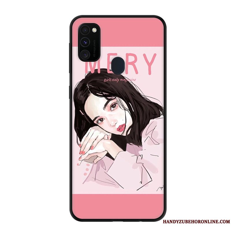 Etui Samsung Galaxy M30s Blød Sort Telefon, Cover Samsung Galaxy M30s Beskyttelse Nubuck Net Red