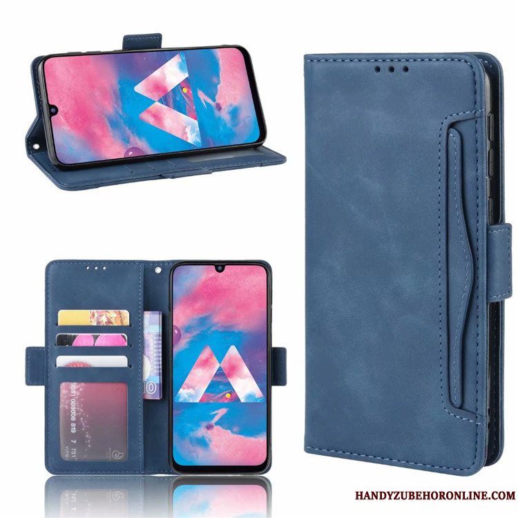 Etui Samsung Galaxy M30s Læder Kort Telefon, Cover Samsung Galaxy M30s Support Ny Rød