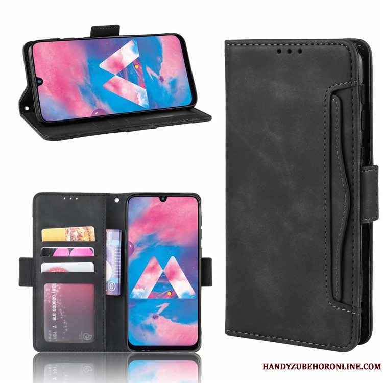 Etui Samsung Galaxy M30s Læder Kort Telefon, Cover Samsung Galaxy M30s Support Ny Rød