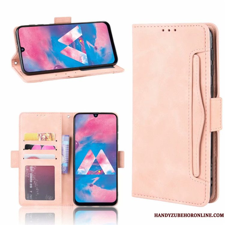 Etui Samsung Galaxy M30s Læder Kort Telefon, Cover Samsung Galaxy M30s Support Ny Rød