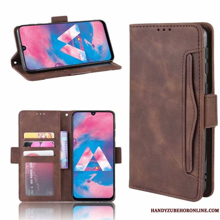 Etui Samsung Galaxy M30s Læder Kort Telefon, Cover Samsung Galaxy M30s Support Ny Rød