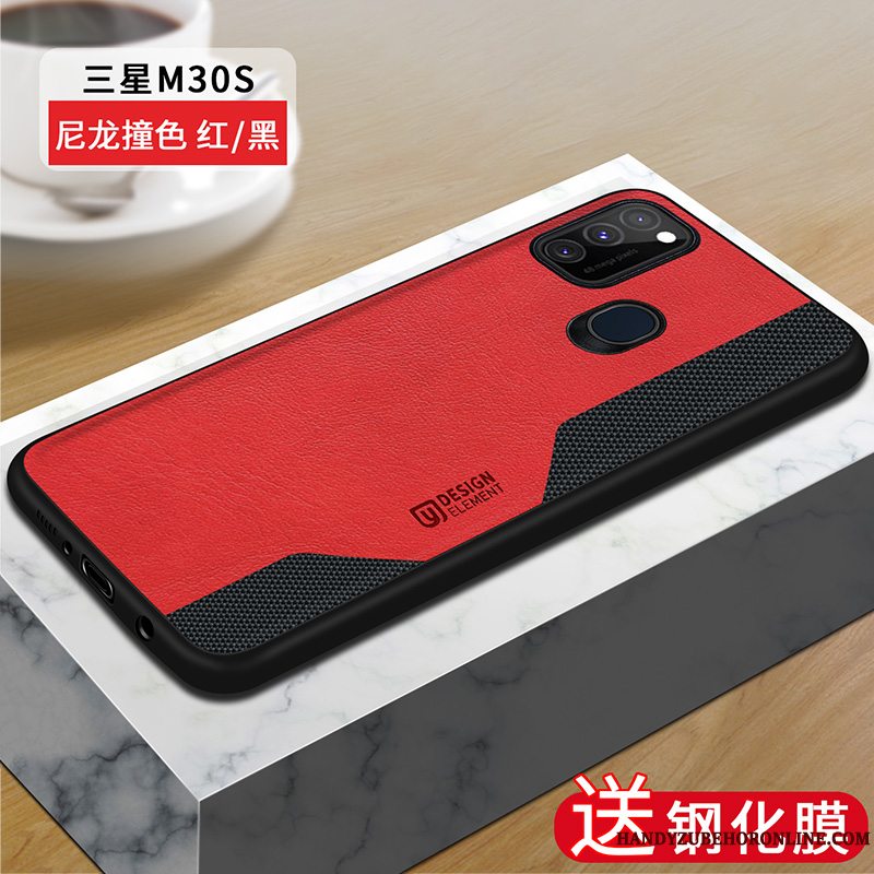 Etui Samsung Galaxy M30s Tasker Anti-fald Rød, Cover Samsung Galaxy M30s Læder Nylon Telefon