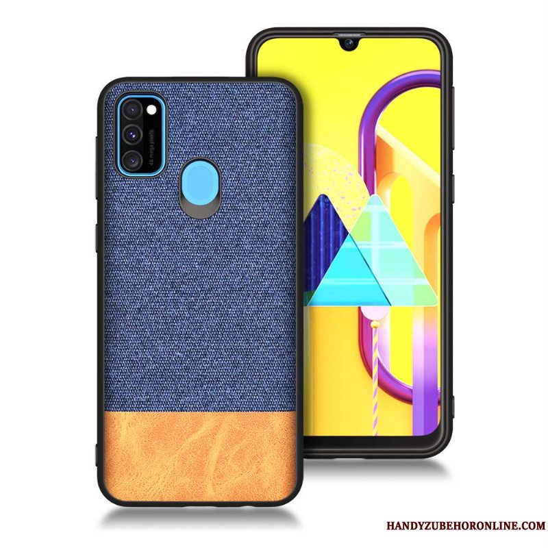 Etui Samsung Galaxy M30s Tasker Rød Telefon, Cover Samsung Galaxy M30s Beskyttelse Blå Anti-fald