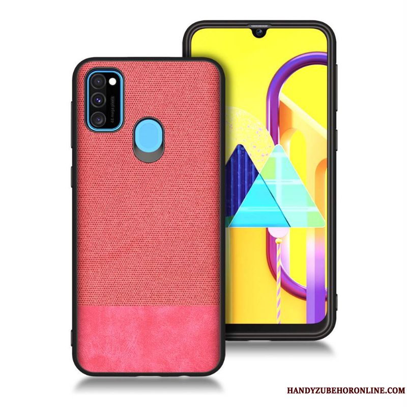 Etui Samsung Galaxy M30s Tasker Rød Telefon, Cover Samsung Galaxy M30s Beskyttelse Blå Anti-fald