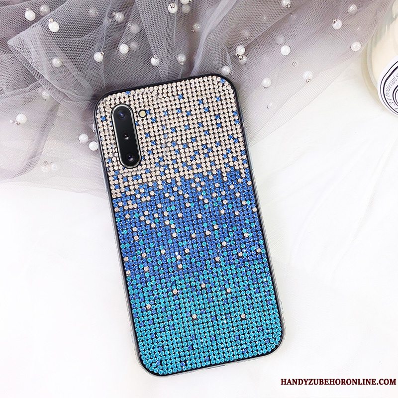 Etui Samsung Galaxy Note 10 Beskyttelse Telefongradient, Cover Samsung Galaxy Note 10 Strass Skærmbeskyttelse Blå