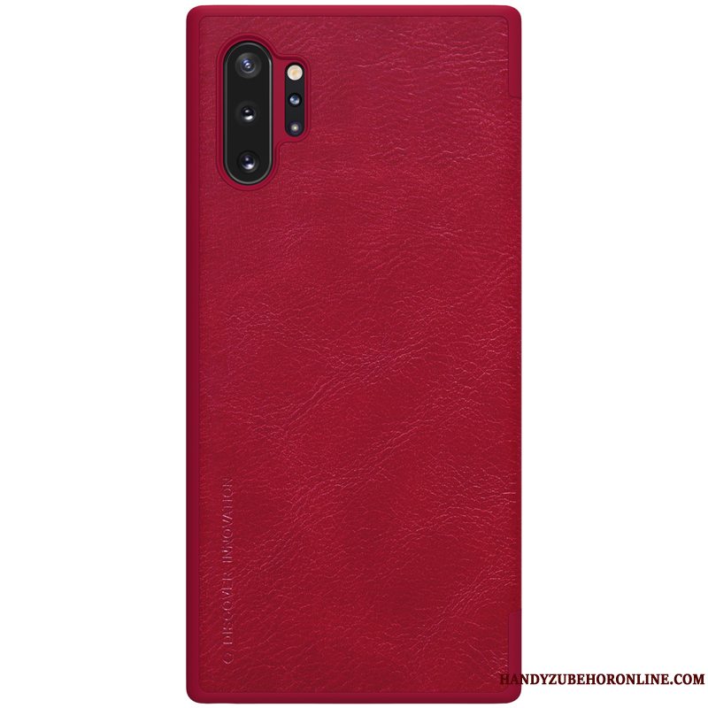 Etui Samsung Galaxy Note 10+ Beskyttelse Telefonsort, Cover Samsung Galaxy Note 10+ Læder Business Guld