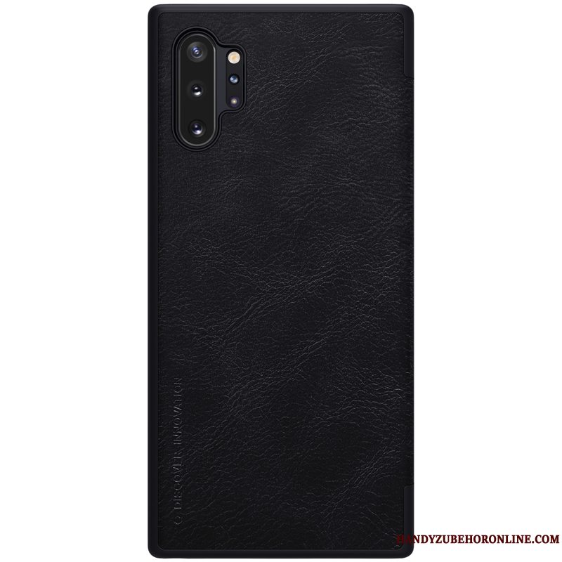 Etui Samsung Galaxy Note 10+ Beskyttelse Telefonsort, Cover Samsung Galaxy Note 10+ Læder Business Guld