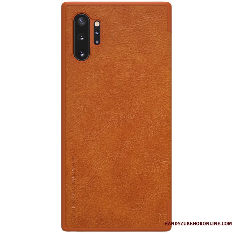 Etui Samsung Galaxy Note 10+ Beskyttelse Telefonsort, Cover Samsung Galaxy Note 10+ Læder Business Guld