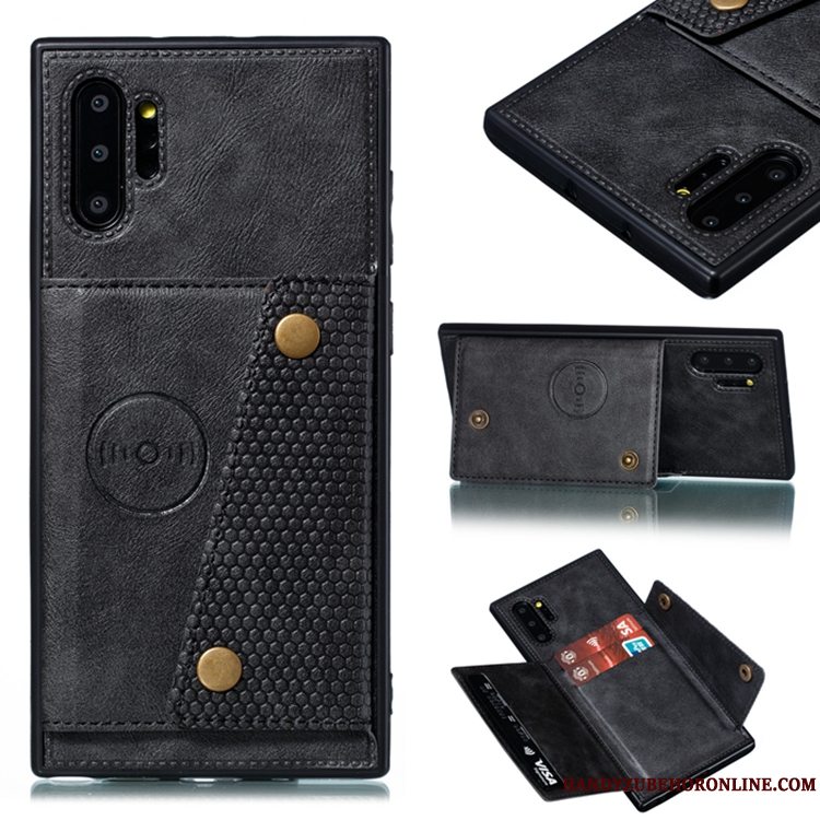 Etui Samsung Galaxy Note 10+ Blød Magnetisk Kort, Cover Samsung Galaxy Note 10+ Grå Telefon