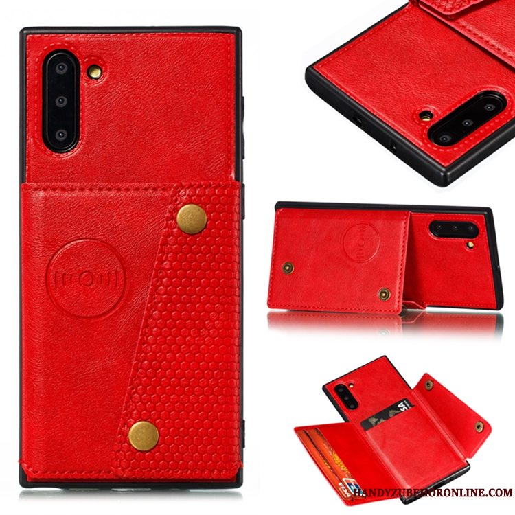 Etui Samsung Galaxy Note 10 Blød Magnetisk Kort, Cover Samsung Galaxy Note 10 Sort Telefon