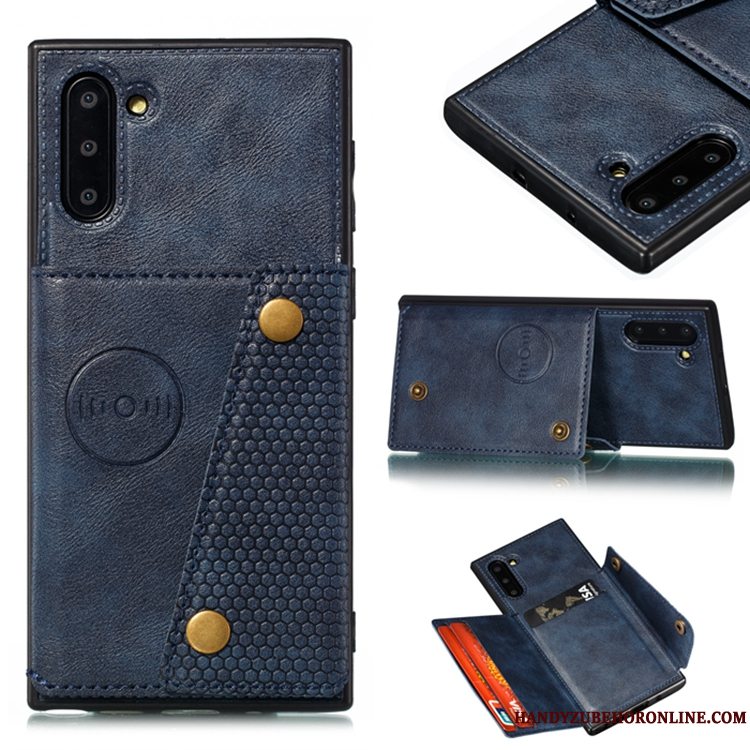 Etui Samsung Galaxy Note 10 Blød Magnetisk Kort, Cover Samsung Galaxy Note 10 Sort Telefon