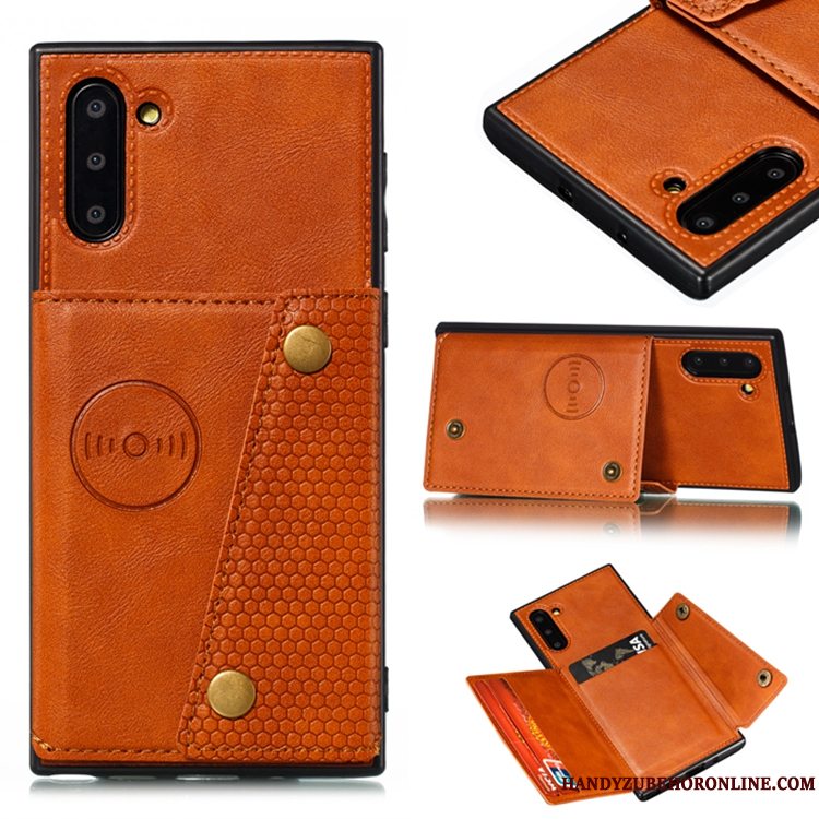 Etui Samsung Galaxy Note 10 Blød Magnetisk Kort, Cover Samsung Galaxy Note 10 Sort Telefon